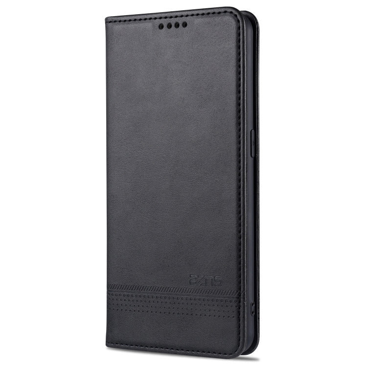 Magnetic flip leather case with card slots, dark gray/black, slim protective cover