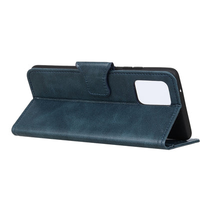 Blue leather flip phone wallet case with card holder flap