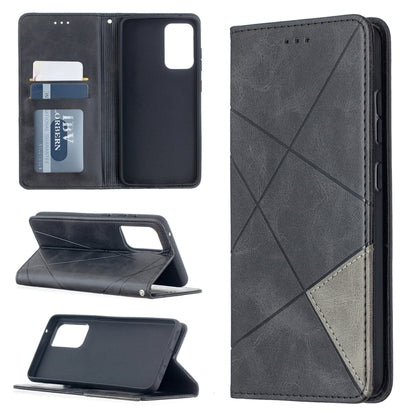 Black leather magnetic flip wallet case with card slots and photo frame, front closed