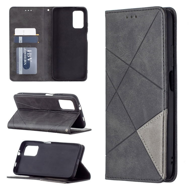 Dark gray leather magnetic flip wallet case with card slots and photo frame, open and closed