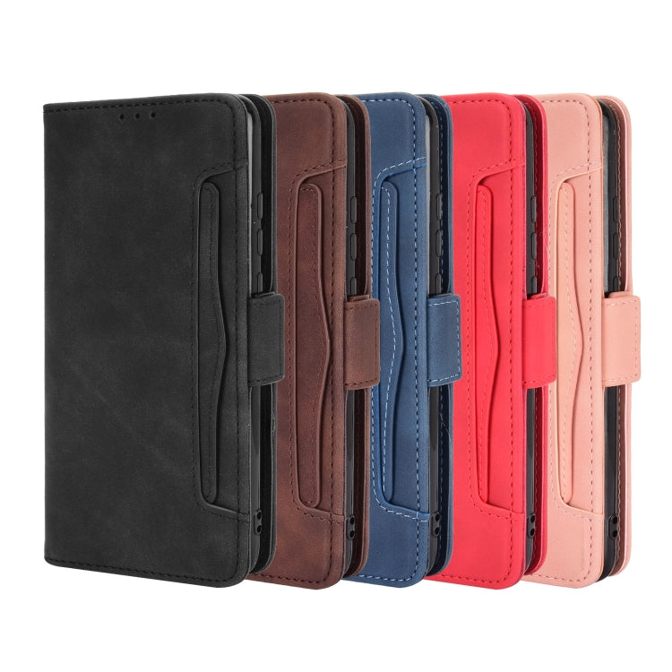 Assorted-color flip leather phone cases with card slots, shown side by side