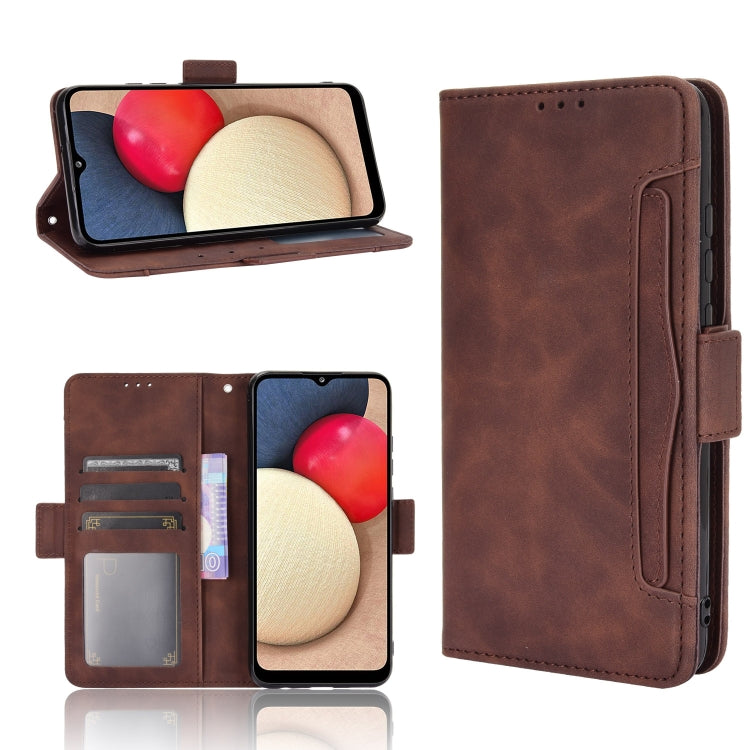 Brown flip leather phone case with card slots and side holder strap