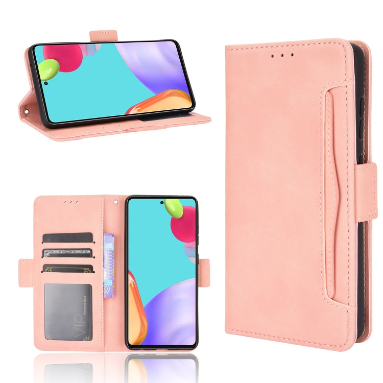 Light pink flip leather phone case with card slots and holder stand