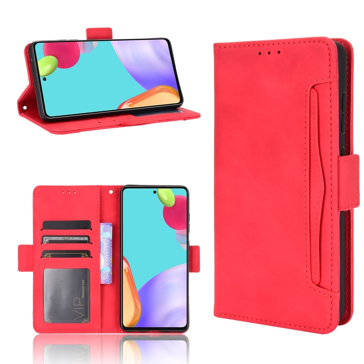 Red flip leather phone case with card slots and holder stand