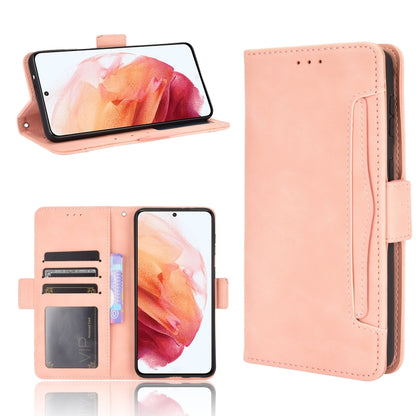 Pink flip leather phone case with card slots, front cover open and side strap.