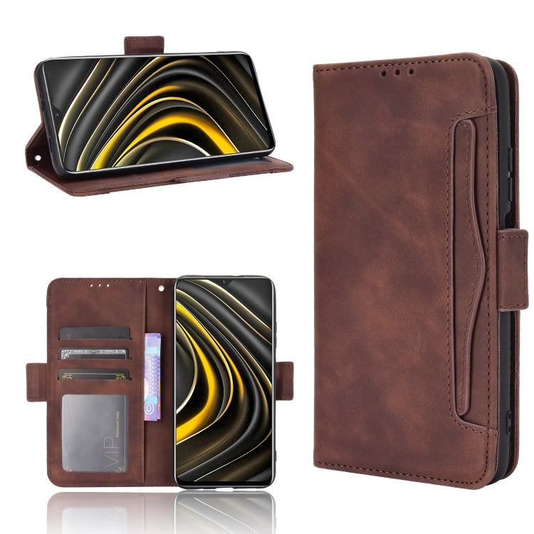 Brown leather flip phone case with card slots and vertical holder, photo frame window