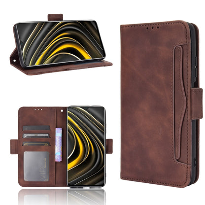Brown leather flip phone case with card slots and vertical holder, photo frame window