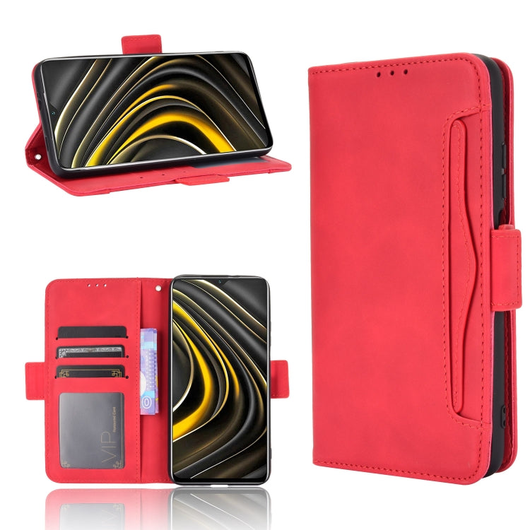 Red leather flip phone case with card slots and vertical holder, photo frame window