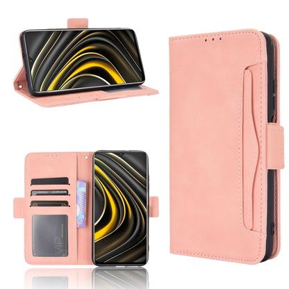 Light pink leather flip phone case with card slots and vertical holder, photo frame window