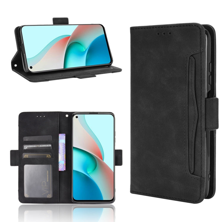 Black leather flip phone case with card slots and photo frame holder