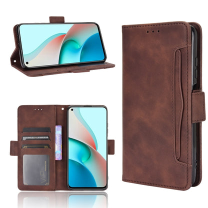 Brown leather flip phone case with card slots and photo frame holder