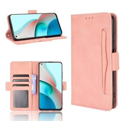 Pink leather flip phone case with card slots and photo frame holder