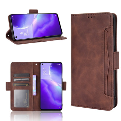 Brown leather flip phone case with card slots and photo frame holder, back view