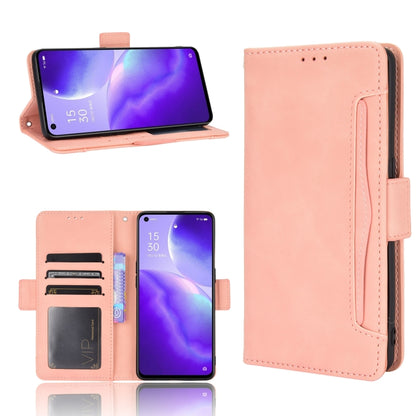 Pink leather flip phone case with card slots and photo frame holder, back view