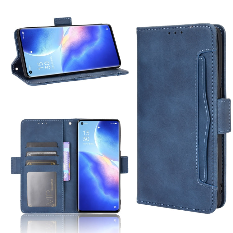 Blue flip leather phone case with card slots and photo holder, stand viewing angle