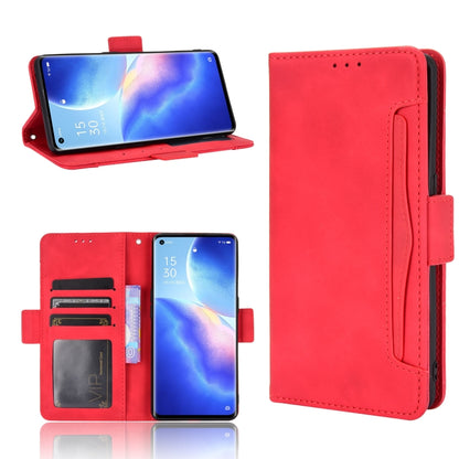 Red flip leather phone case with card slots and photo holder, side view