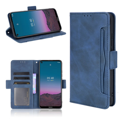 Blue leather flip phone case with card slots and photo window holder