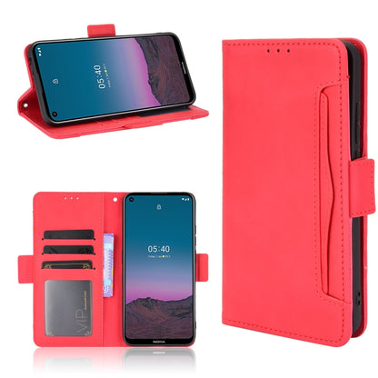 Red leather flip phone case with card slots and photo window holder