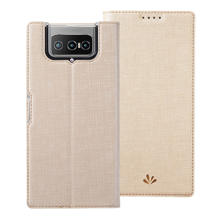 Gold/beige magnetic flip phone case with card slot and camera cutout.