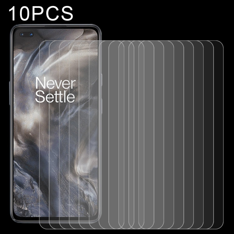 10-pack tempered glass screen protectors, curved fit on phone screen (black-and-white display).