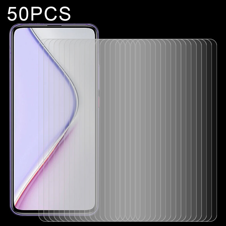 Set of 50 tempered glass screen protectors with clear 2.5D curved edges
