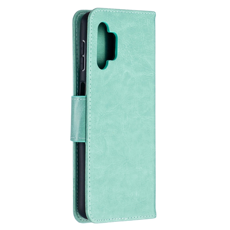Green PU leather flip cover with embossed butterflies, cutout for camera and speaker