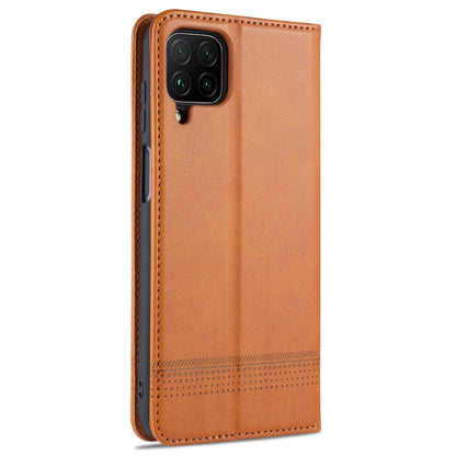 Light brown leather phone case with raised camera cutout and flip cover.
