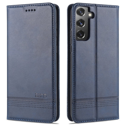 Magnetic flip leather phone case, blue, with camera cutout and horizontal flip cover