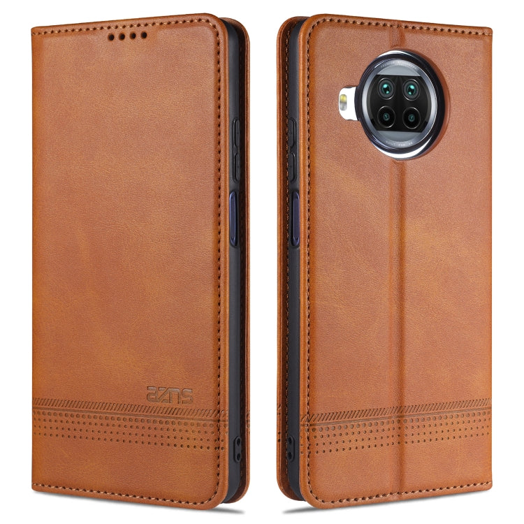 Magnetic flip leather phone case, tan, with camera cutout and stitched edge