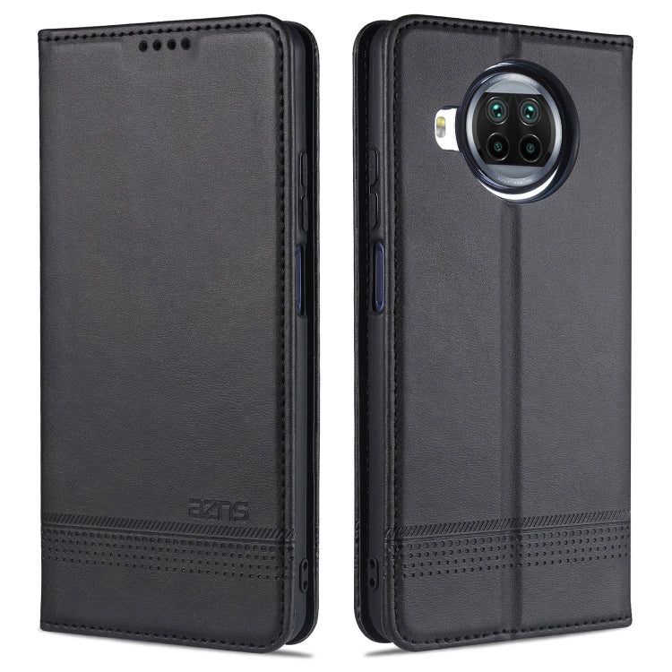 Black leather flip phone case with stitched edges and camera cutout