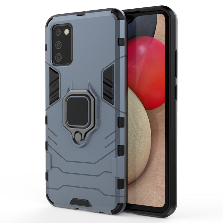 PC+TPU shockproof phone case with magnetic ring holder, light blue rugged shell
