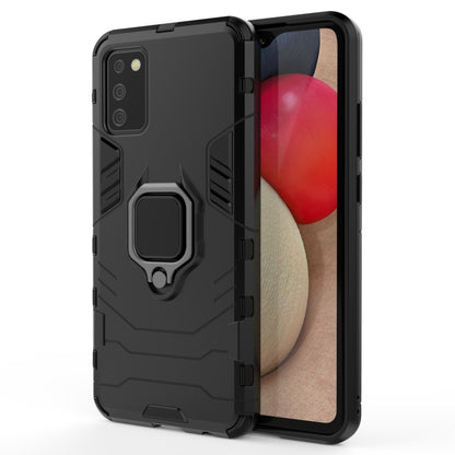 PC+TPU shockproof phone case with magnetic ring holder, black rugged protective cover