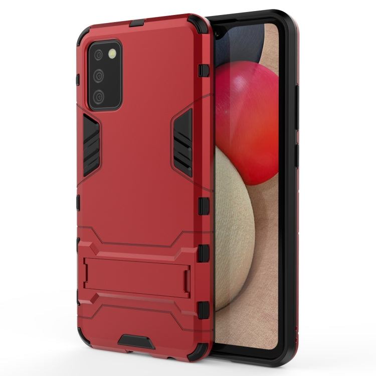 Red rugged shockproof phone case with holder, front edge protection.