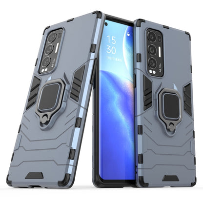 Shockproof phone case with magnetic ring holder, light gray-blue rugged armor style