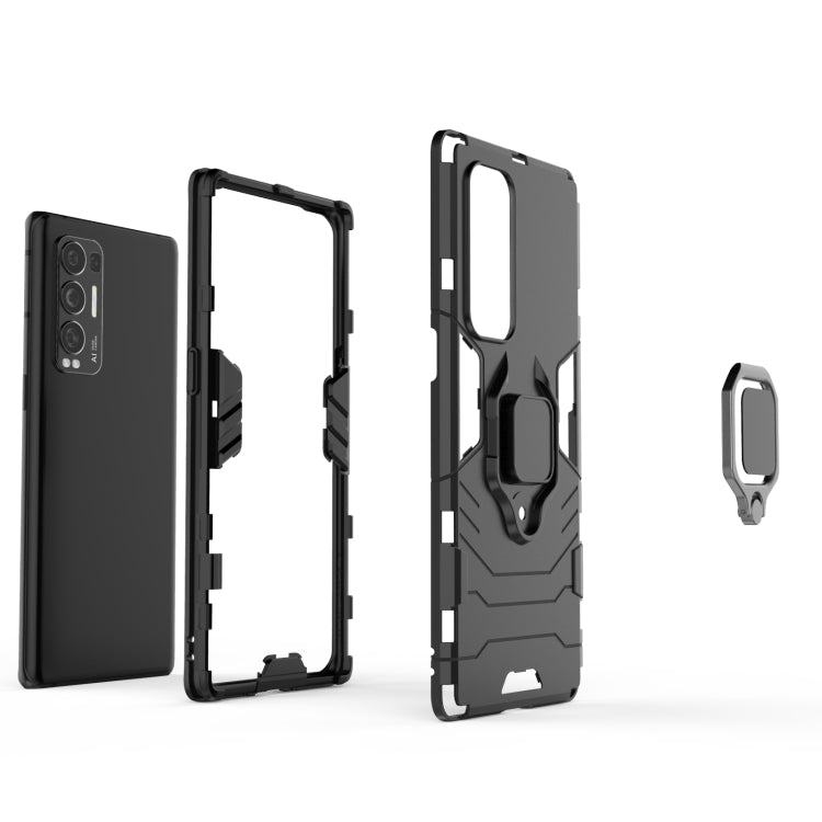 Shockproof phone case with magnetic ring holder, black rugged protective shell