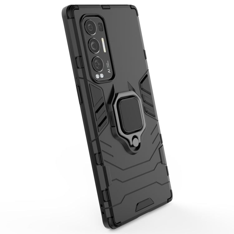 Shockproof phone case with magnetic ring holder, black with camera cutouts