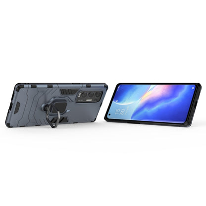 Shockproof phone case with magnetic ring holder, gray-blue with kickstand ring on back