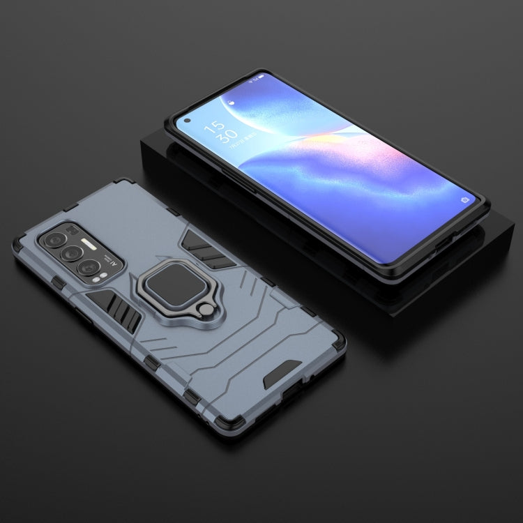 Shockproof phone case with magnetic ring holder, gray-blue protective back with ring
