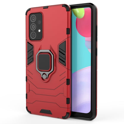 Rugged red phone case with magnetic ring holder and shockproof bumper design