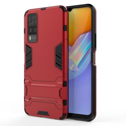 Red shockproof phone case with textured grip and cutouts for buttons and ports