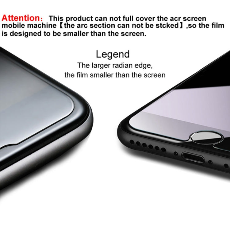 Tempered glass screen protector film designed smaller than the screen