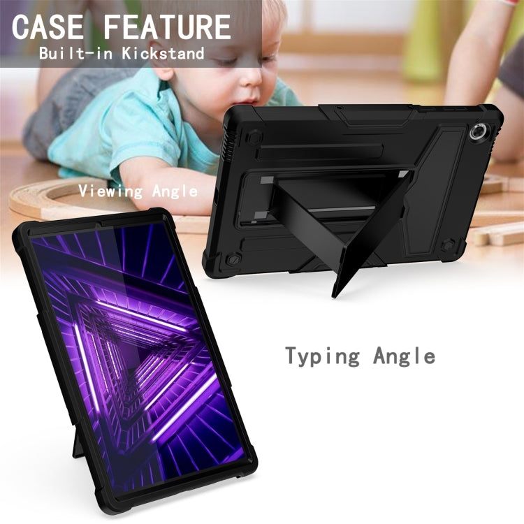 Black rugged tablet case with built-in kickstand for viewing and typing angles