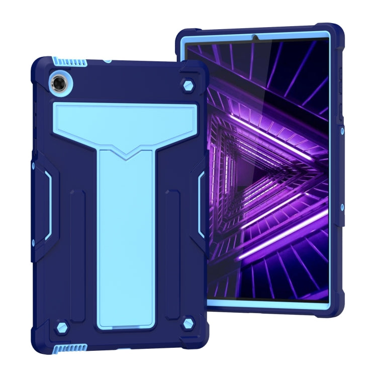 Shockproof tablet protective case with T-shaped bracket, navy blue and light blue
