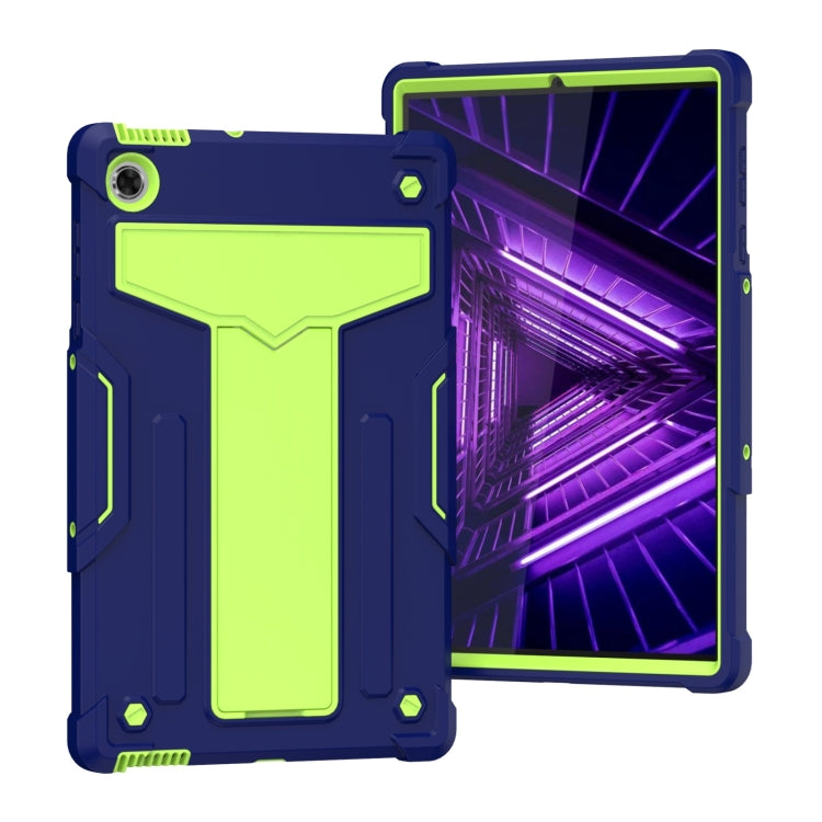 Shockproof tablet protective case with T-shaped bracket, navy blue and neon green