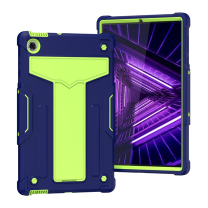 Shockproof tablet protective case with T-shaped bracket, navy blue and neon green