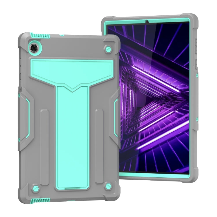 Shockproof tablet protective case with T-shaped bracket, light gray and mint green