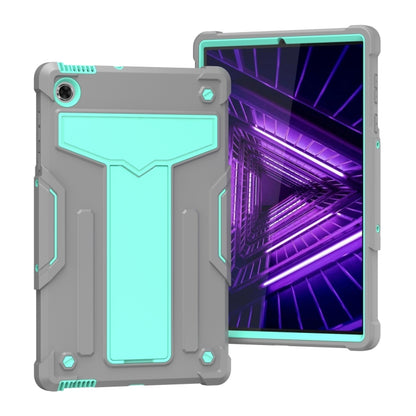 Shockproof tablet protective case with T-shaped bracket, light gray and mint green