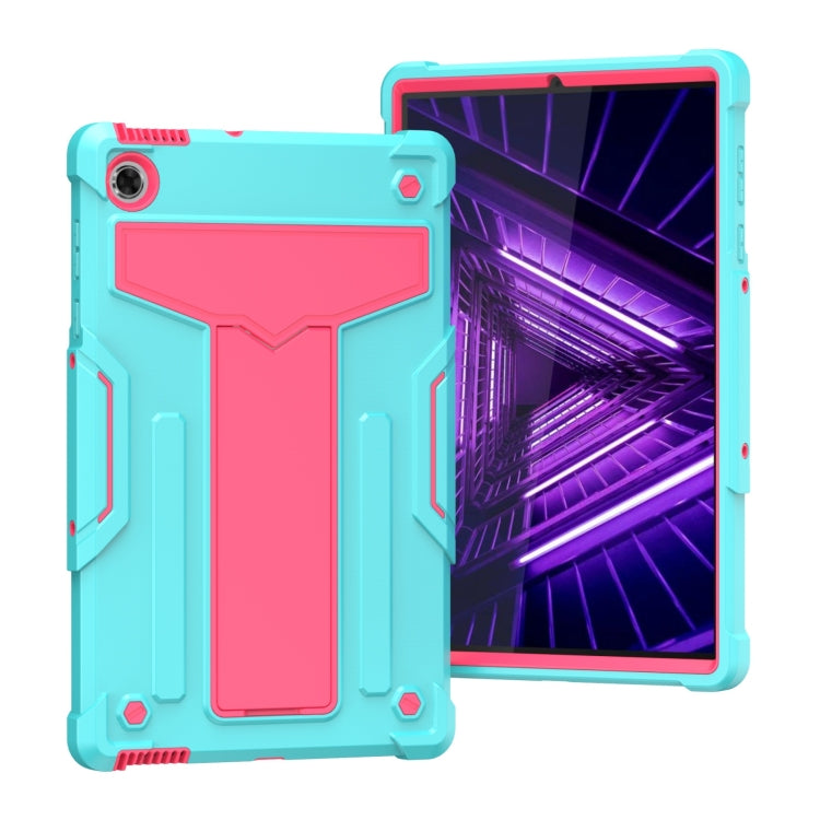 Turquoise tablet protective case with pink kickstand, open-front design