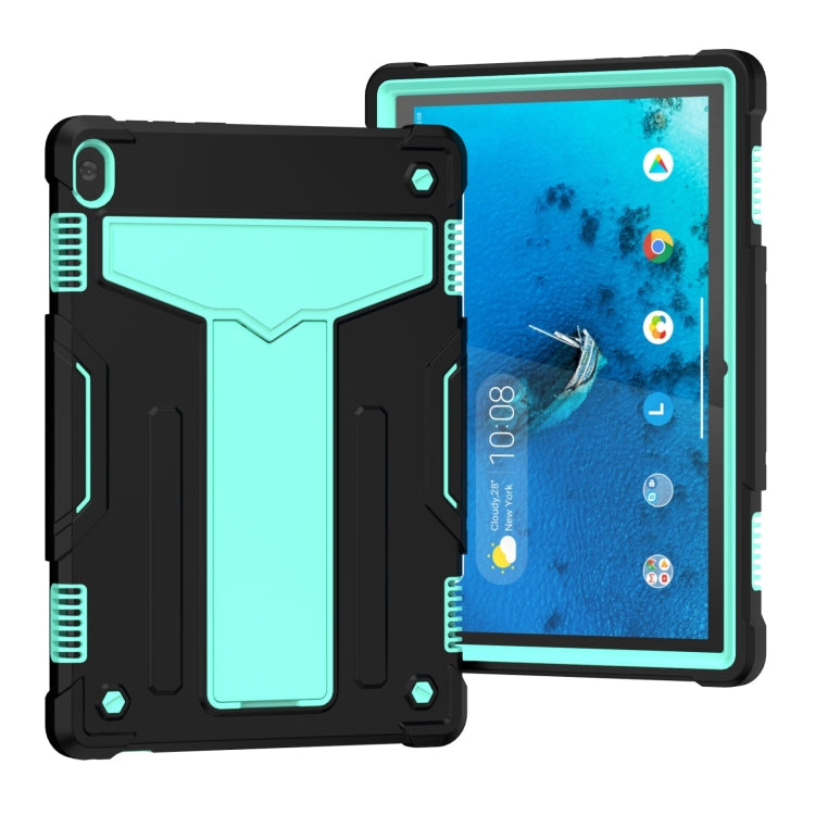 Shockproof tablet protective case with T-shaped bracket, black and mint green