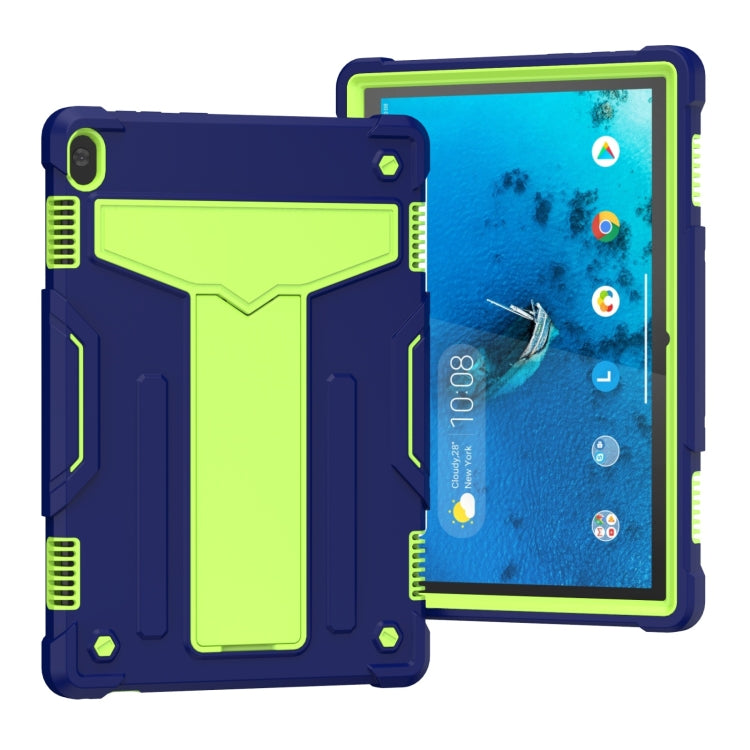 Shockproof tablet protective case with T-shaped bracket, navy blue and lime green